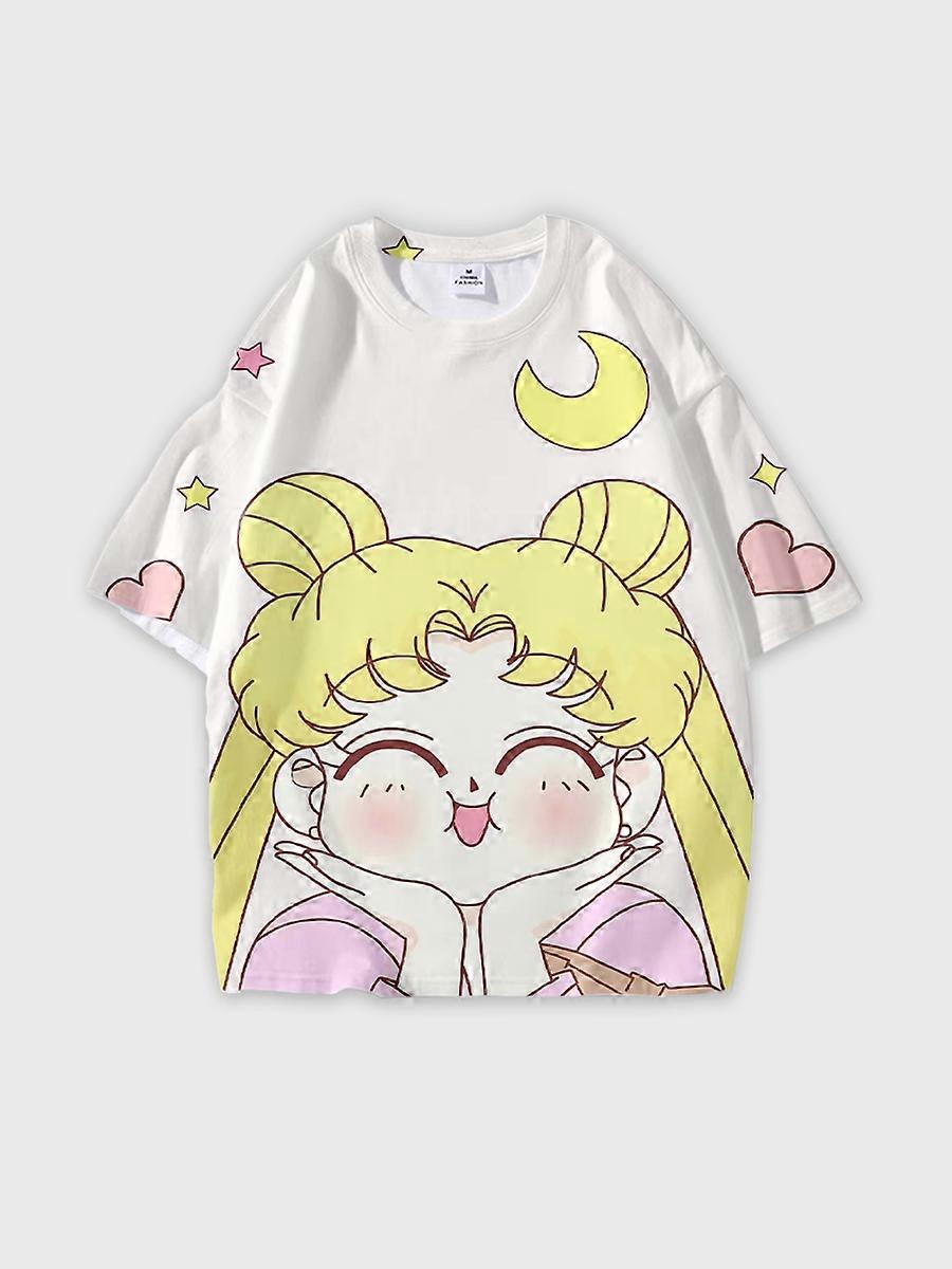 T-shirt round neck Role Pattern loose short sleeve D2263