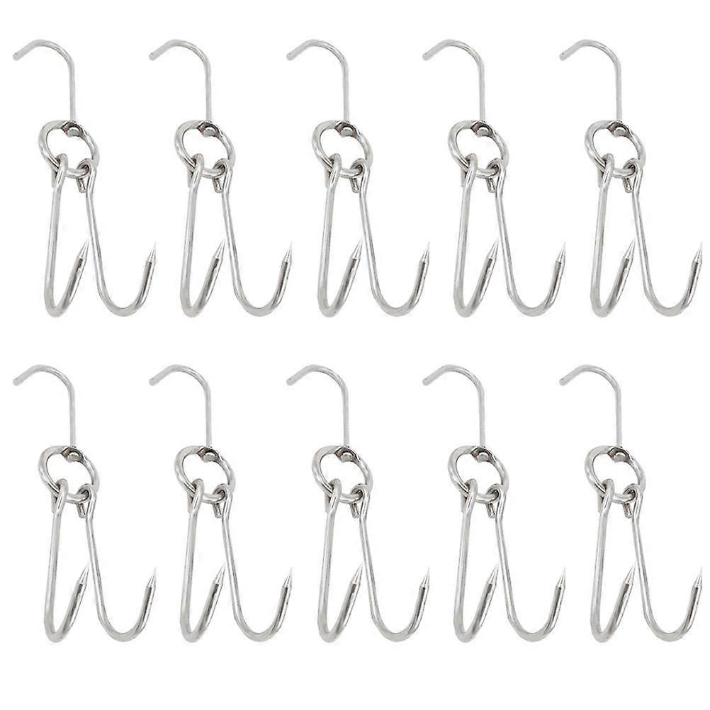 10 Pcs Sturdy Meat Hooks Creative Poultry Hooks Simple BBQ Hooks (Silver)