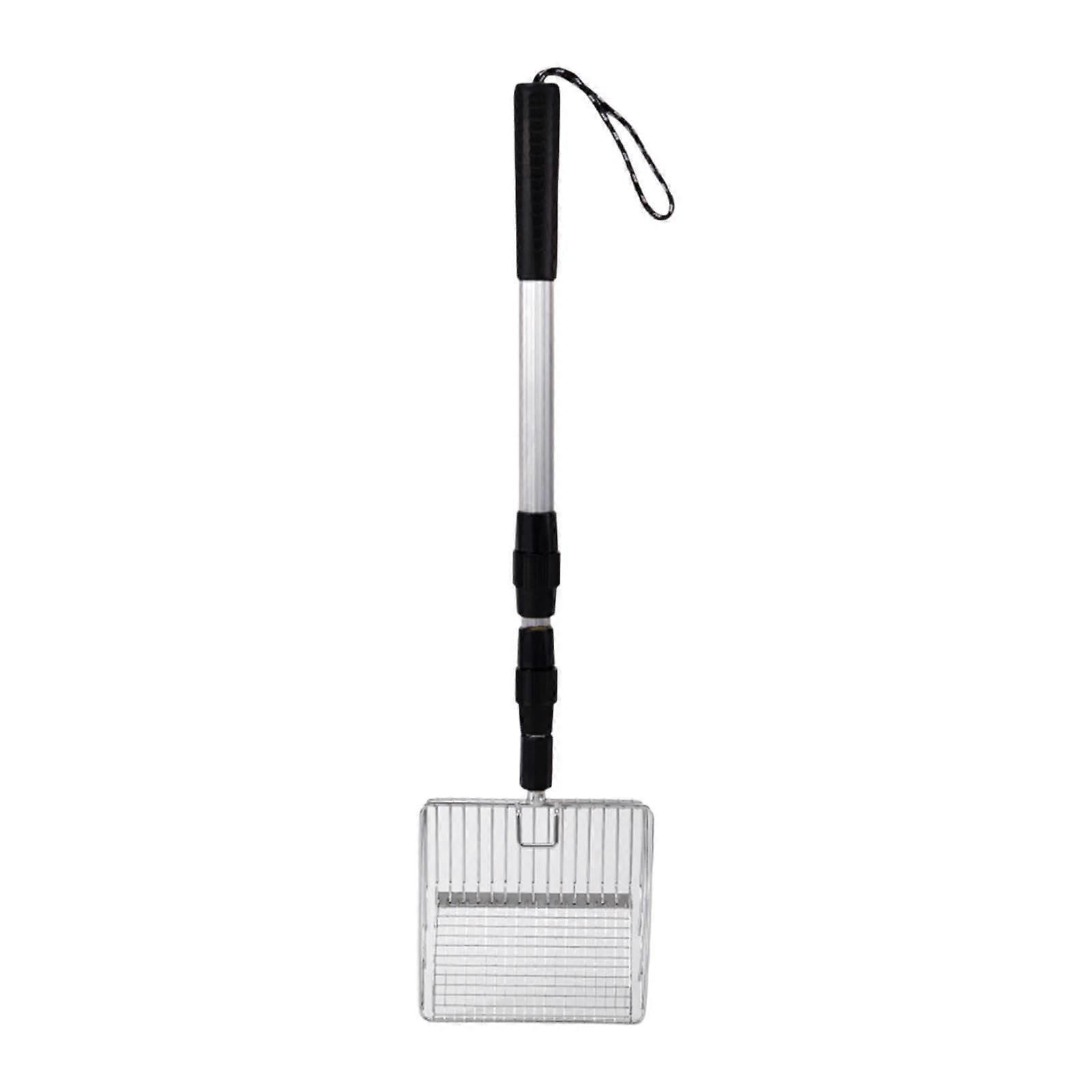 Metal Cat Poop Scooper, Litter Box Tool with Adjustable Handle, Silvery Scooper