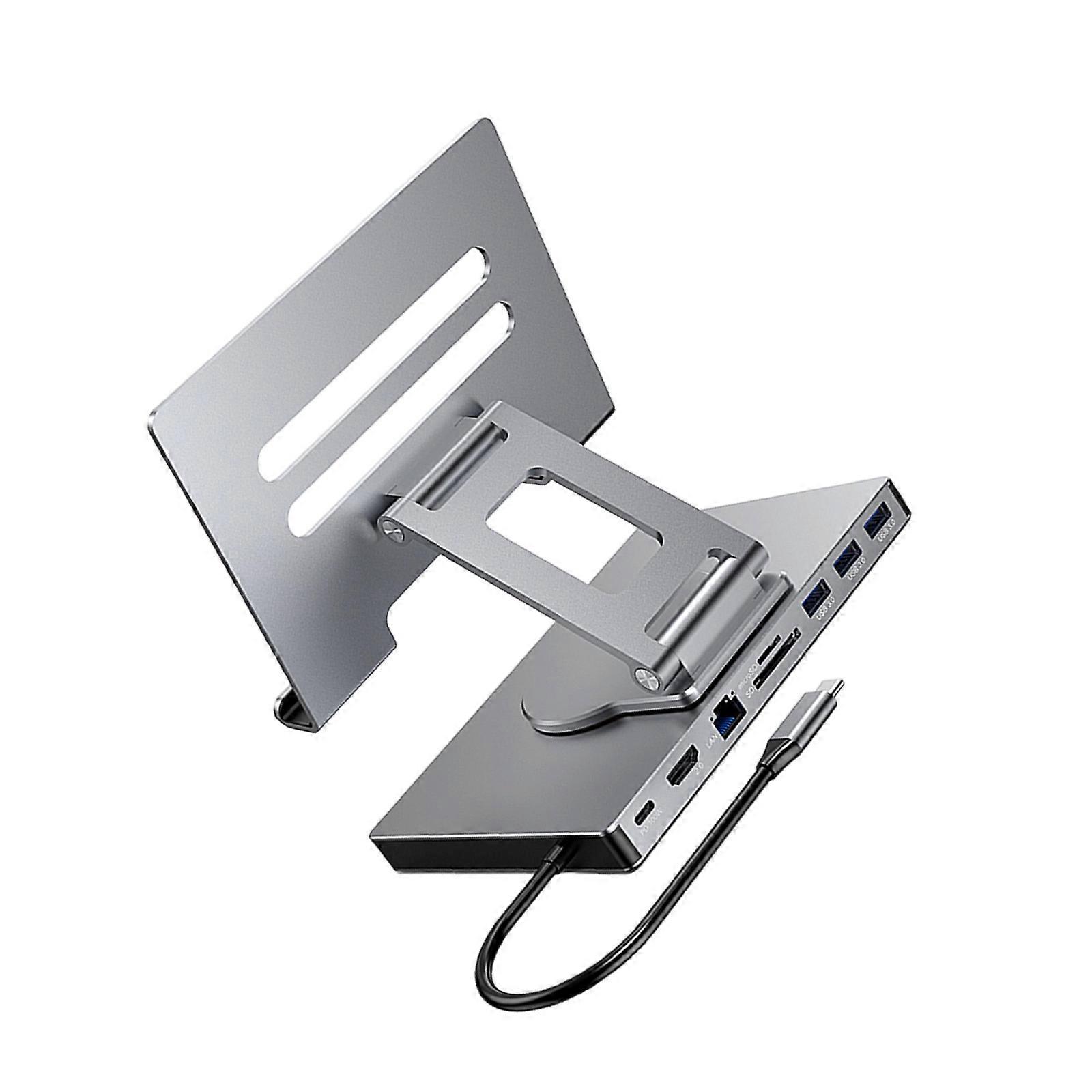 Adjustment USB C Docking Station Stand 100W Power Delivery Aluminum Bracket Ethernet 3.5mm Output Foldable Base Multicolor