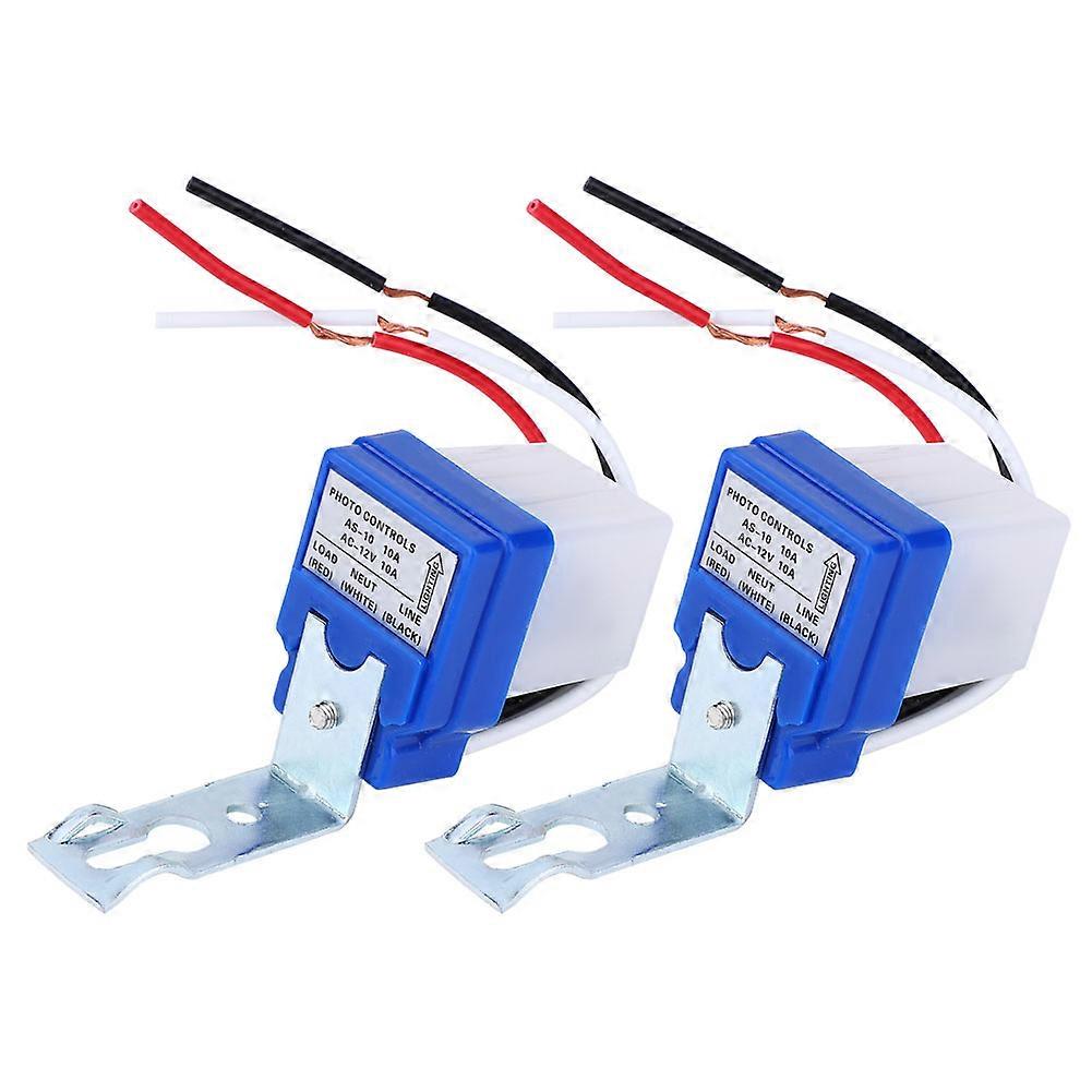 2 Pcs Automatic Light Switch Outdoor Street Photo Controlled Sensing Switch PhotoswitchAS-10A-12V DC12V