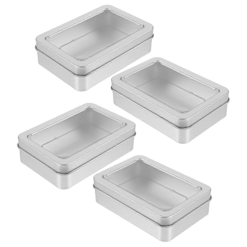 Portable Organizer with Opening Window for Storage Light Grey Constructed of Plastic and Iron 4Pcs