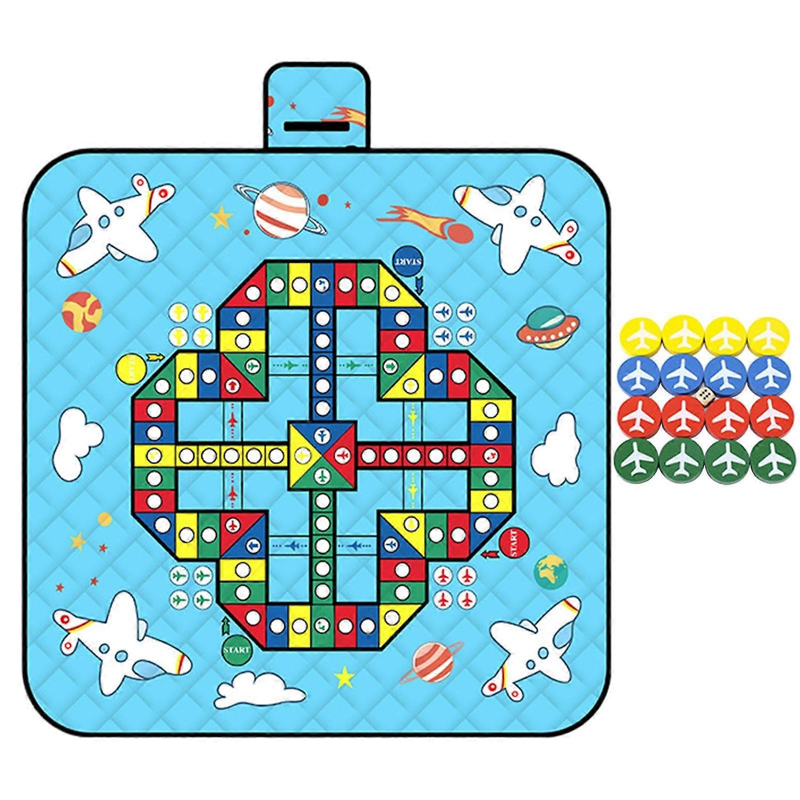 Outdoor play mat, outdoor picnic blanket, with chess game, foldable, triplelayer, for lawn, park, party, 200 x 200 cm