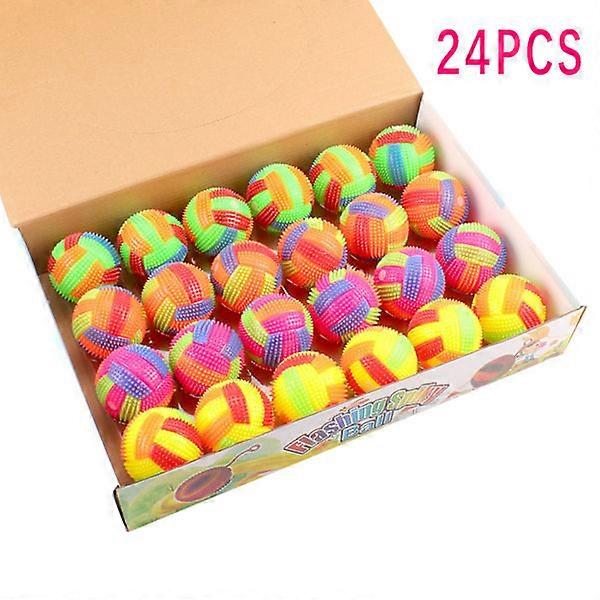 7.5cm Flashing Volleyball Toy, Massage Bouncy Ball with Light and Sound, 1 Box of 24