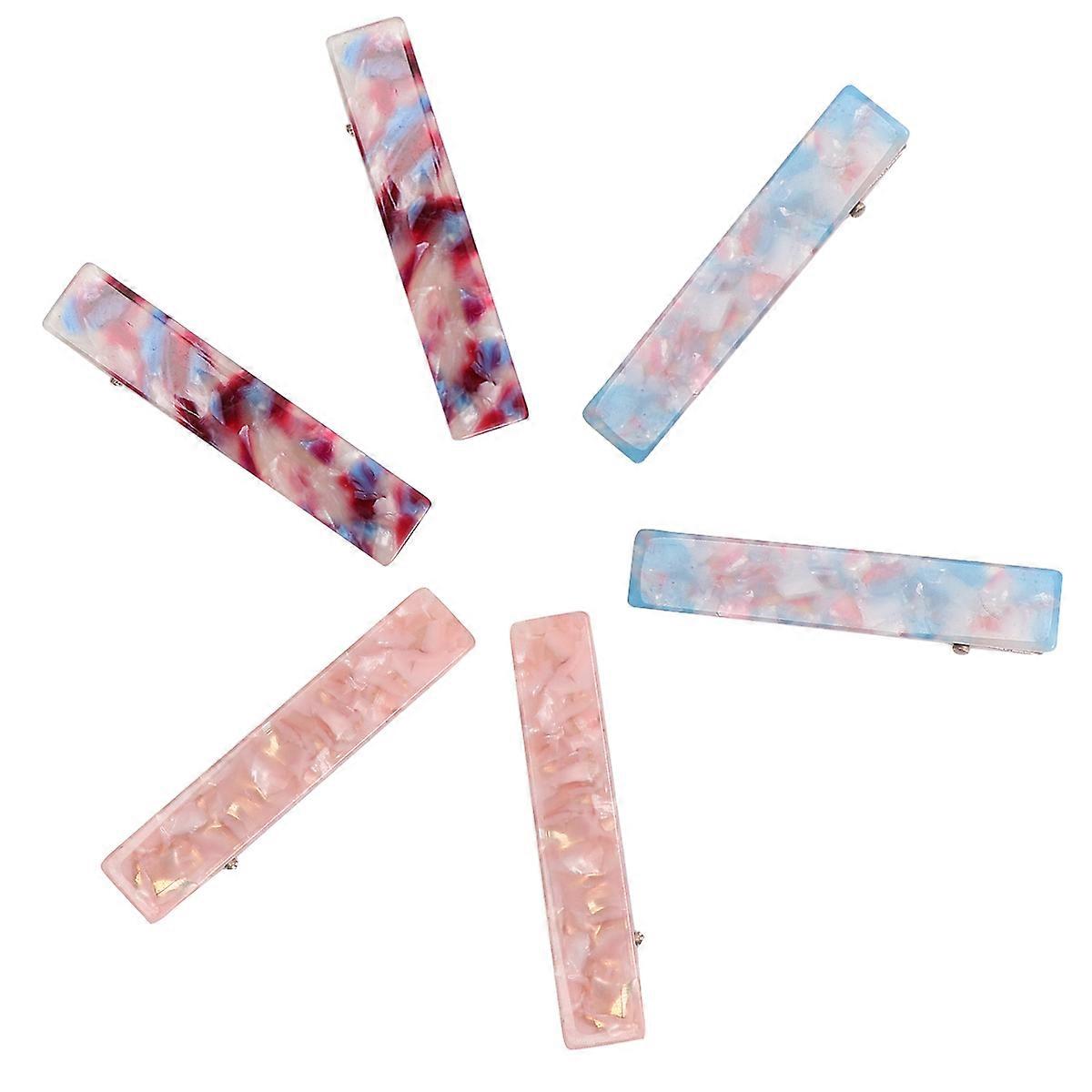 Durable Acrylic Hairpin with Beautiful Elegant Design for Decoration Assorted Color 6pcs