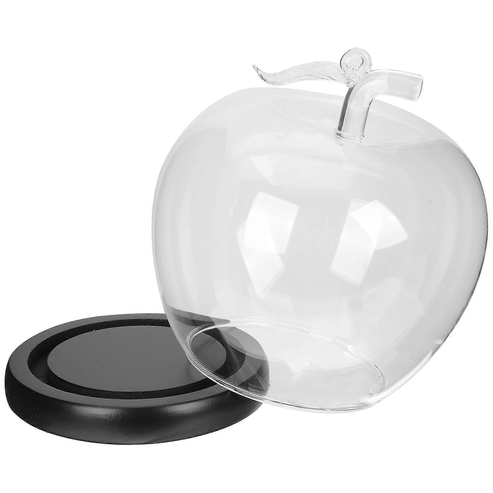 Eternal Flower Glass Cover Display With Apple Shaped Design For Home Decor And Desk Organization In Transparent Color 1Pcs