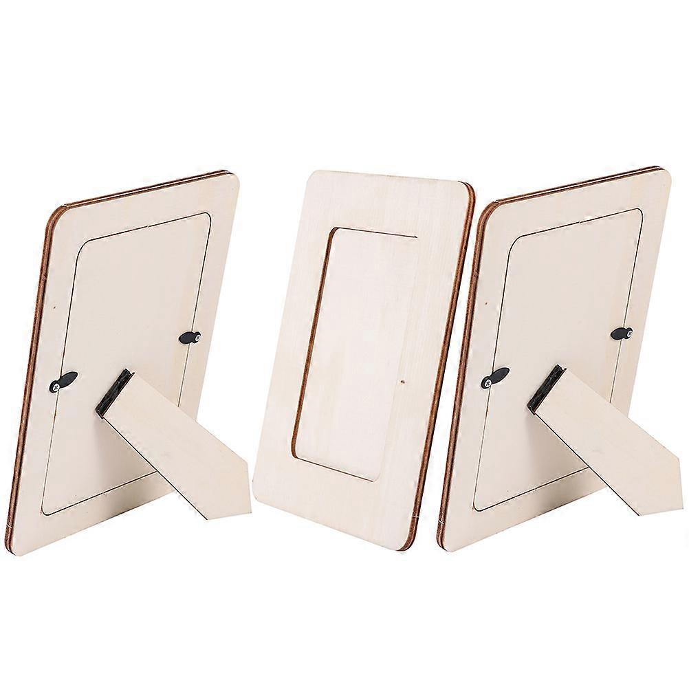DIY Unfinished Wood Craft Frames 3Pcs Rectangle Design Ideal for Kids Art Works and Painting Use