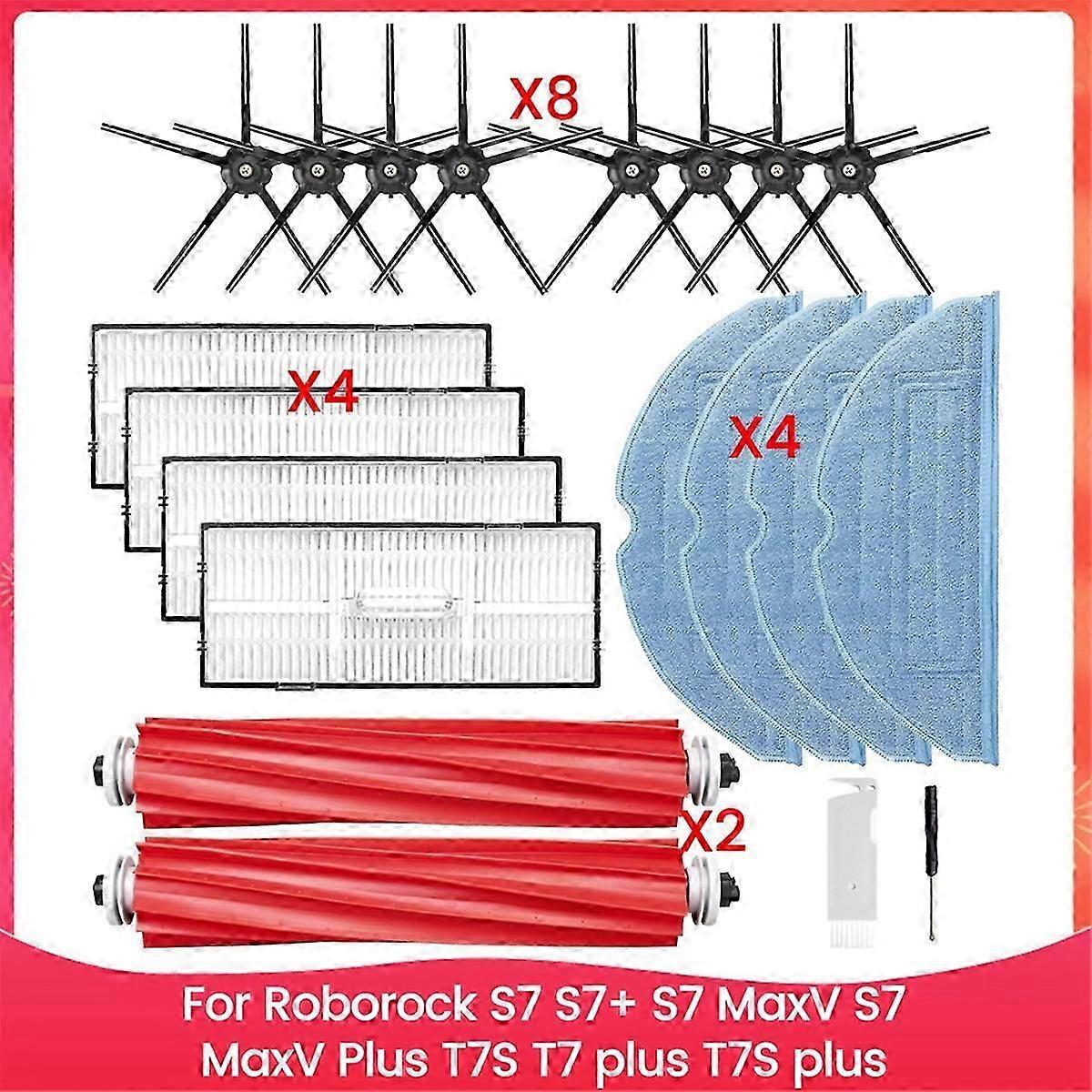 Pour Roborock S7 S7+ S7 MaxV, S7 MaxV Plus T7S T7 Plus T7S Plus Robot Aspirateur Kit Accessoires Brush Fi