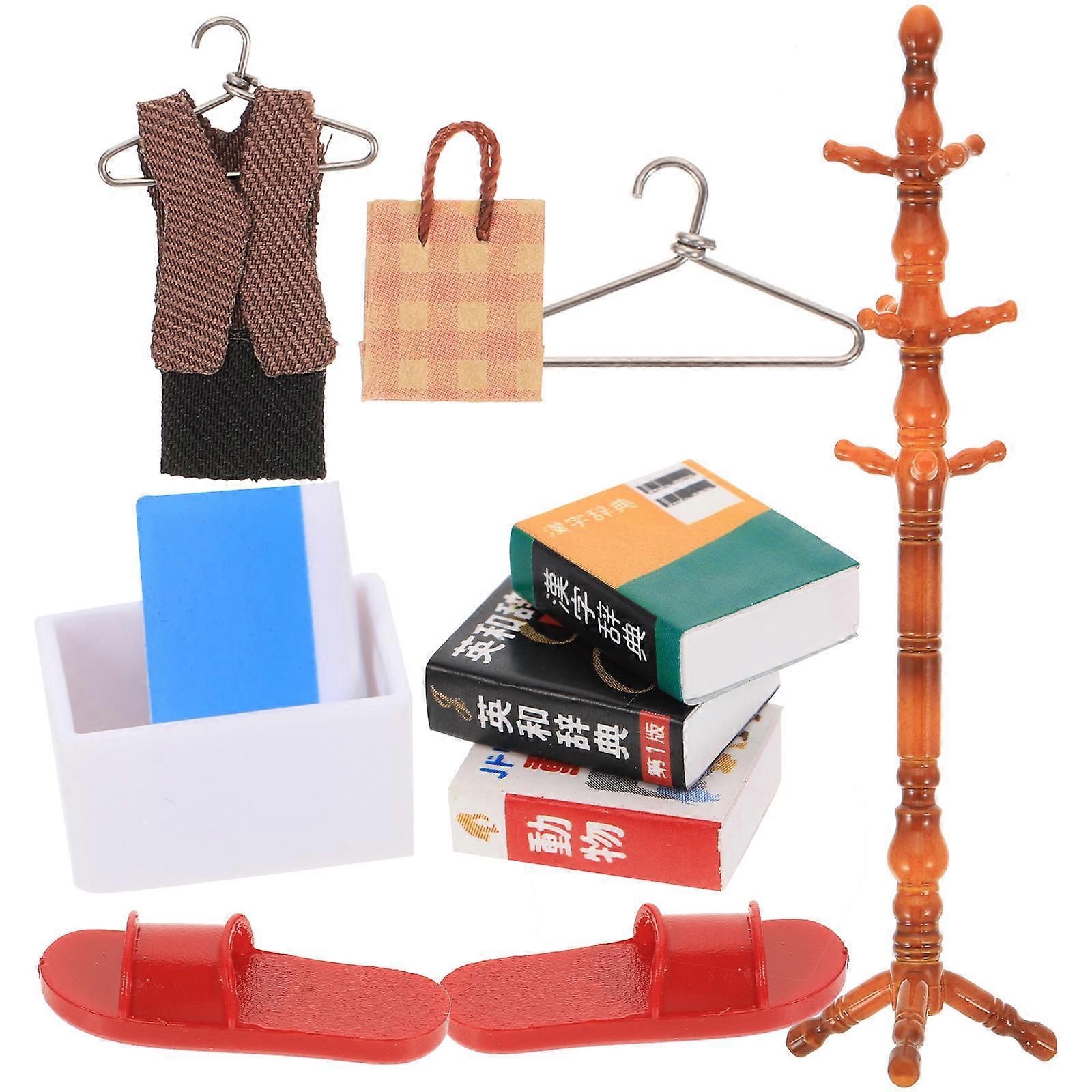 Miniature Doll Clothes Hangers for Play Assorted Color Plastic and Cloth Material Small Size