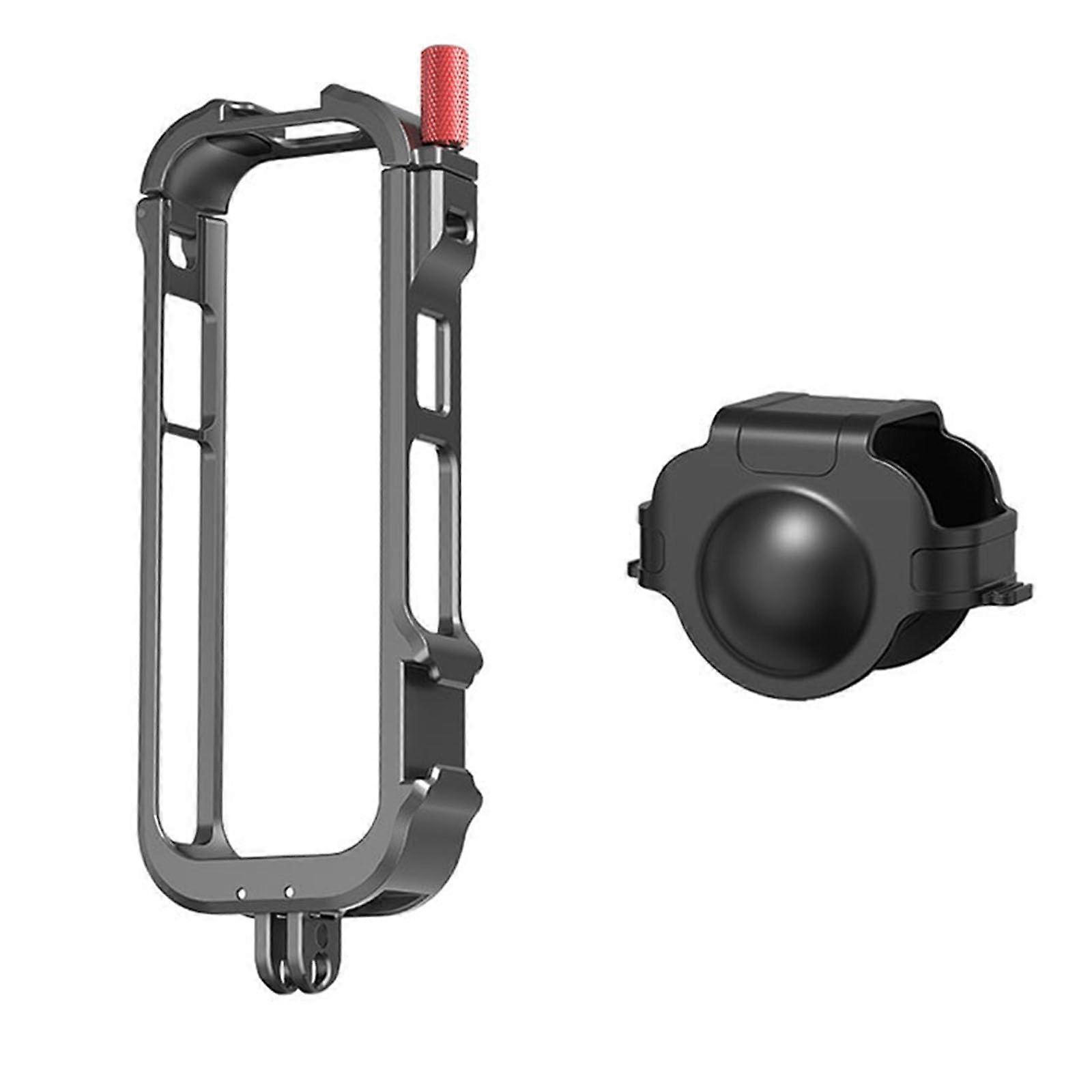 Aluminum Alloy Utility Frame Cage with Silicone Lens Protector for Insta360 X4 Cold Shoe Bracket and Protective Case Accessories