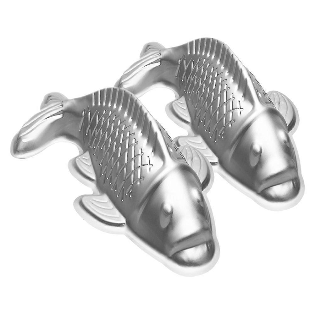 DIY Jelly Mold 2Pcs Silver Aluminum Vivid Fish Shape Baking Tools Set for Baking Use