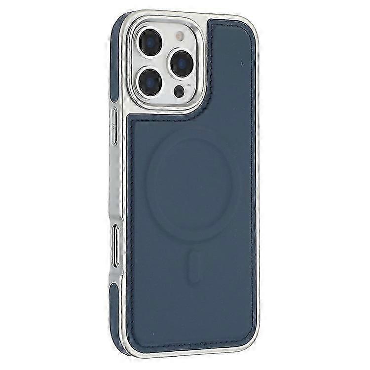 Compatible For iPhone 16 Pro Max Case Compatible with MagSafe Electroplating Edge PU + TPU + PC Phone Back Cover
