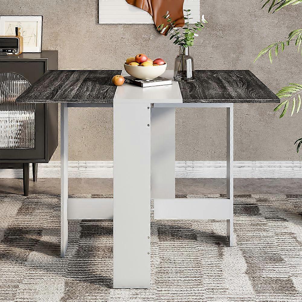 Modern Drop Leaf Dining Table(Black and White)