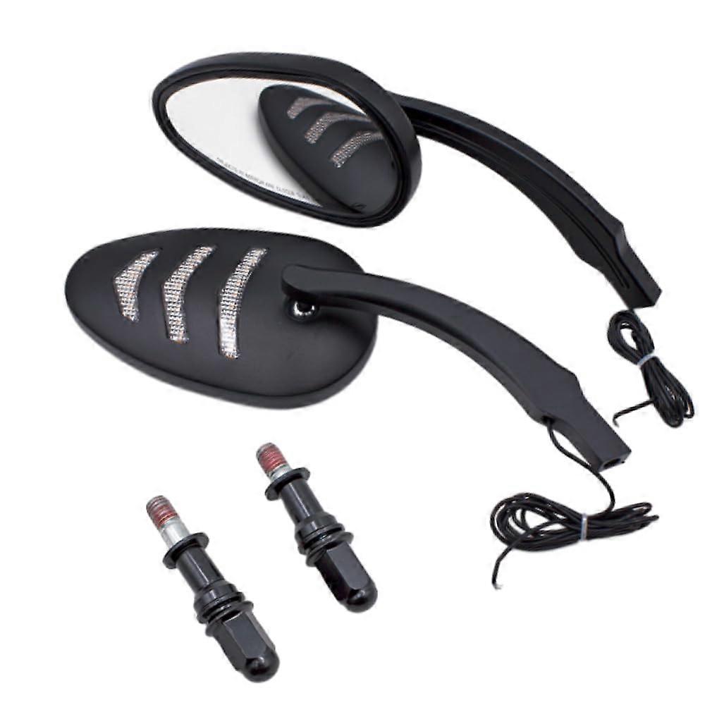 Modified Motorcycle Rear View Mirror with LED Turn Signal for Harley Models, Black Color, Yellow Signal Lights