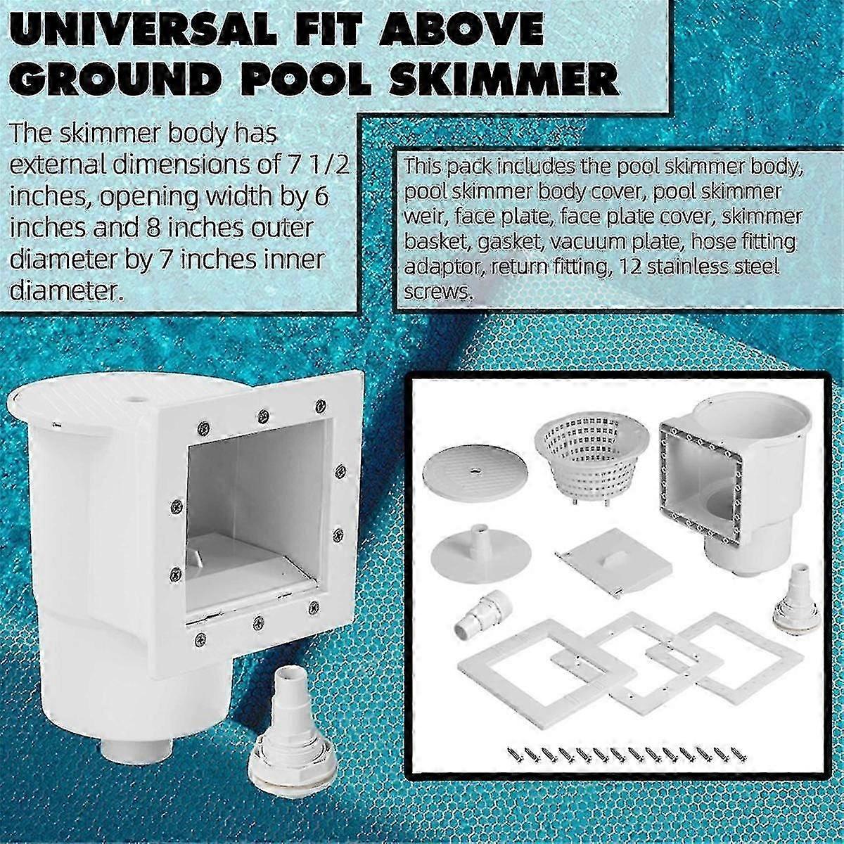 Universal Fit Above Ground Pool Skimmer-Pool Skimmer Parts Kit-Opening Width 6Inch Fits All Standard Pool Wall Cutouts