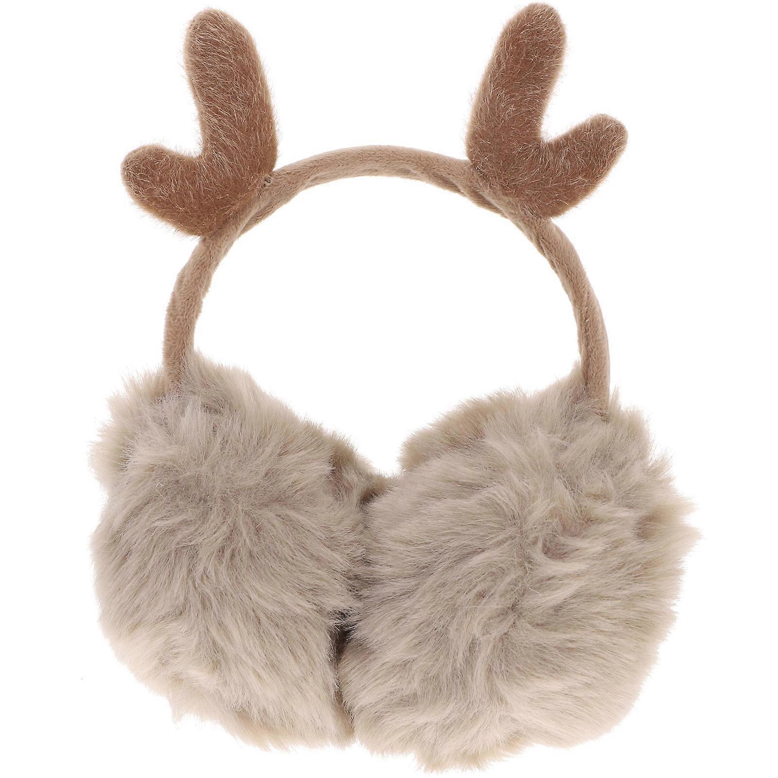 Yellow Super Plush Antler Shape Earmuff with Versatile Backpack for Christmas 1 Set