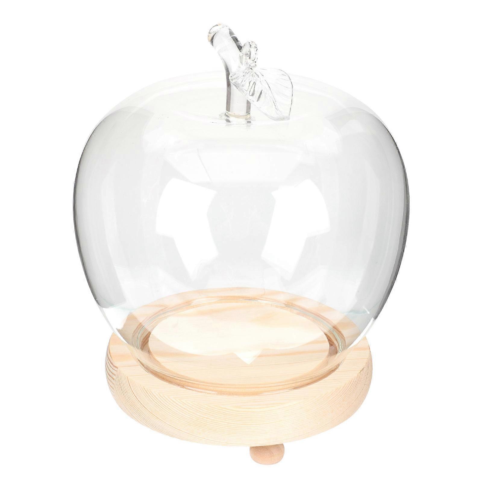 Transparent Glass Dome Display Case with Wooden Base for Storage Use Fine Workmanship Glass Cover 1 Set