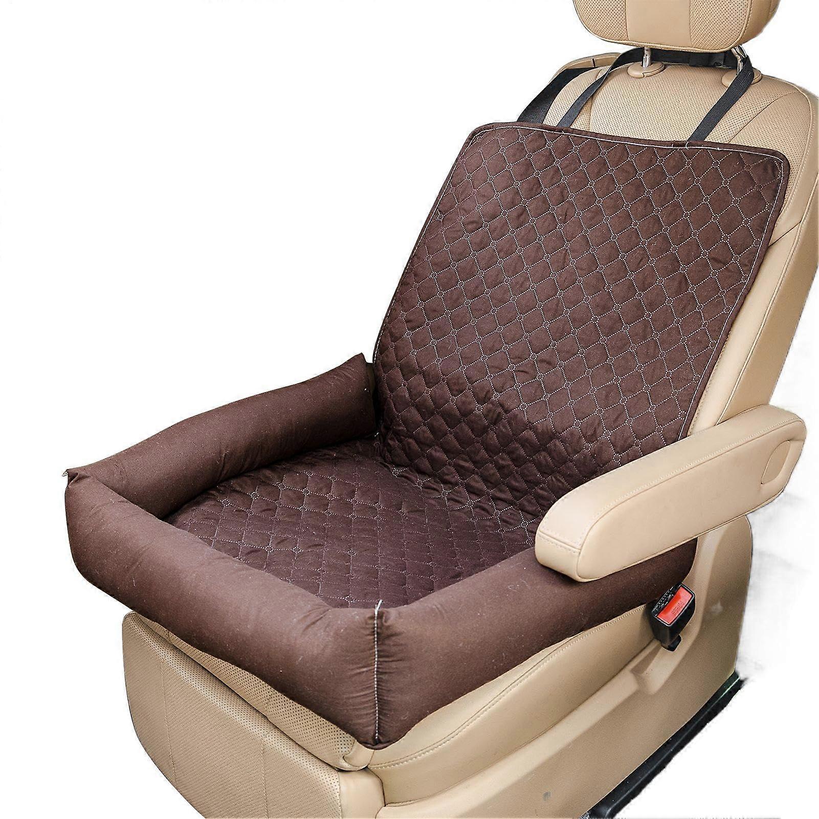 Dog Car Mat Waterproof Non-Slip Backing Brown 50cm 19.68in Travel Cushion For Truck Backseat Pet Seat Pad