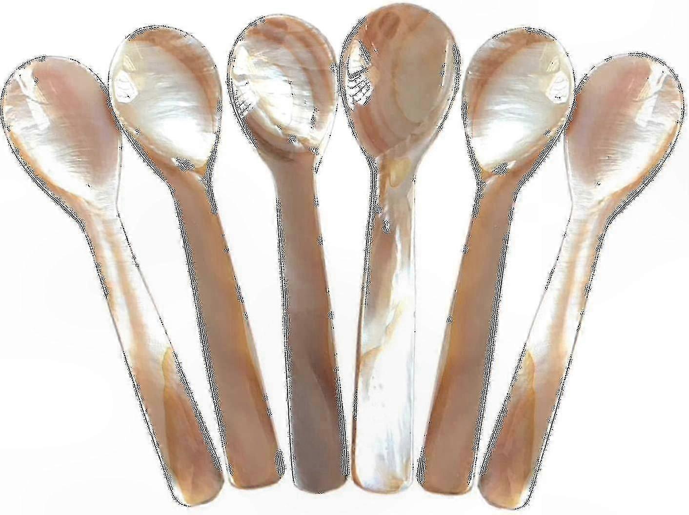 6-Piece Mother-of-Pearl Caviar Spoons with Round Handles, 11.5cm x 3cm
