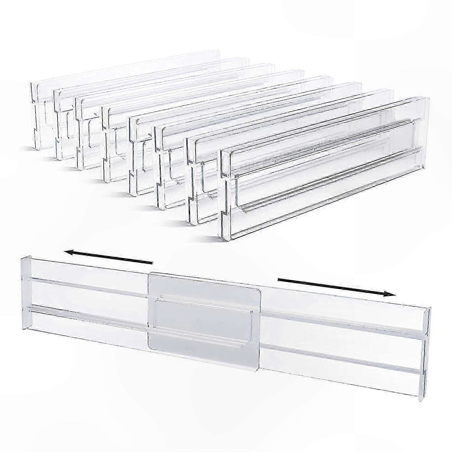 8-Pack Expandable Drawer Dividers, Adjustable 3.2" Height, Fits 11-20.6" Width for Kitchen Organization