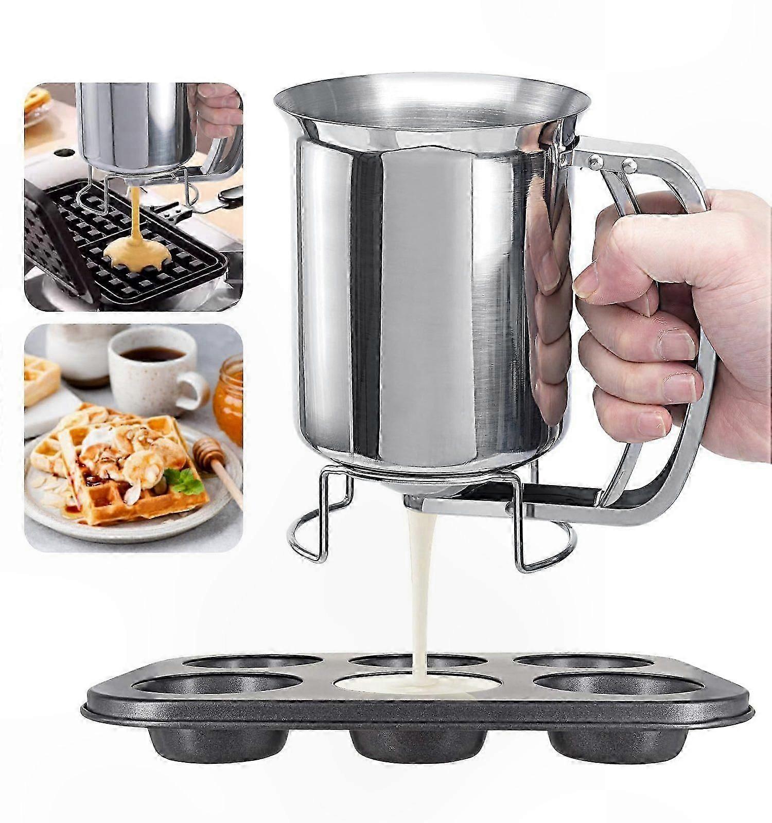 900ml Stainless Steel Pancake Batter Dispenser with Dough Scoop Functionality for Versatile Kitchen Use
