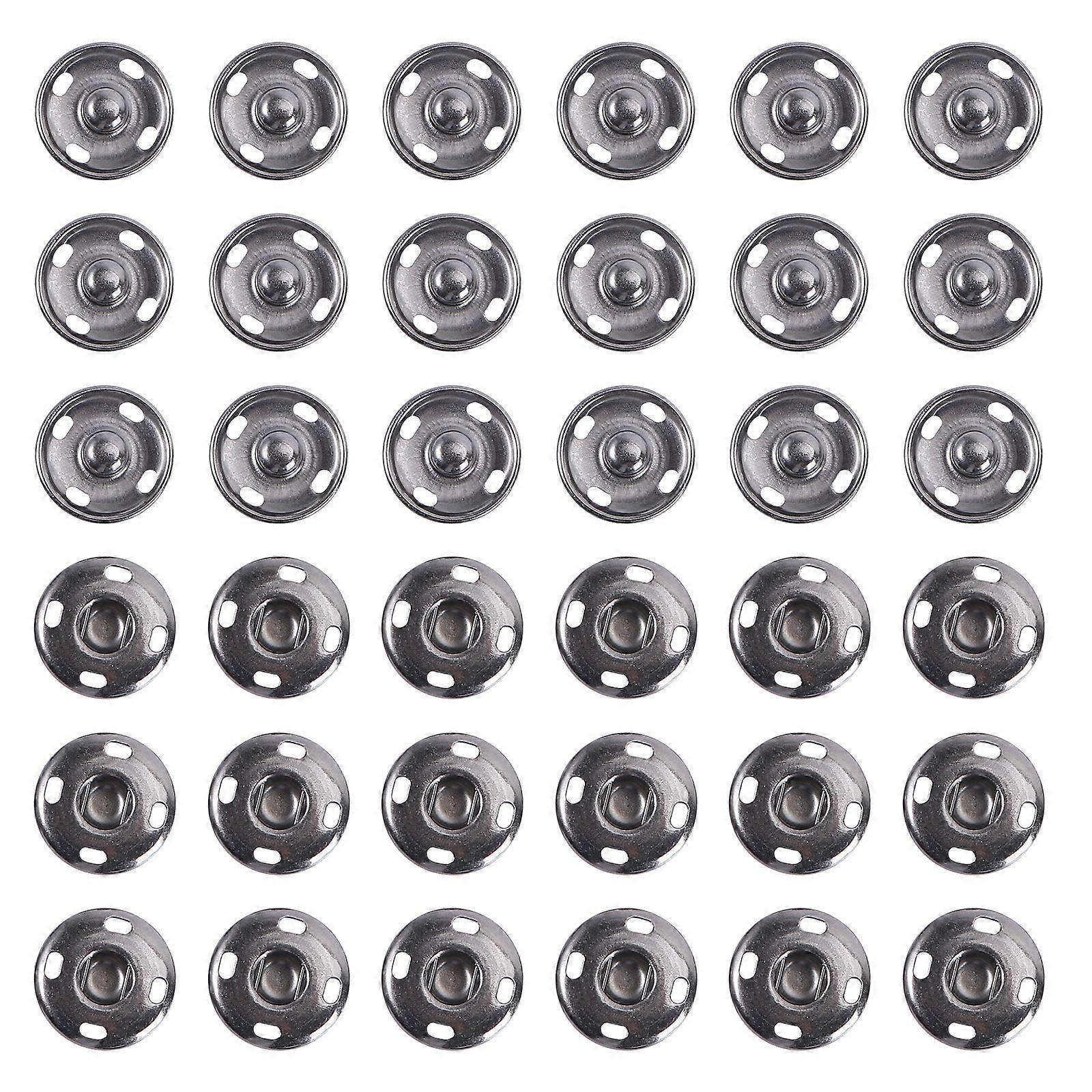 50 Sets Sew On Snaps Buttons Metal Snaps Fasteners Press Studs Buttons 2 Parts Brass Press Fasteners Round DIY Craft Accessory (17mm-Black)