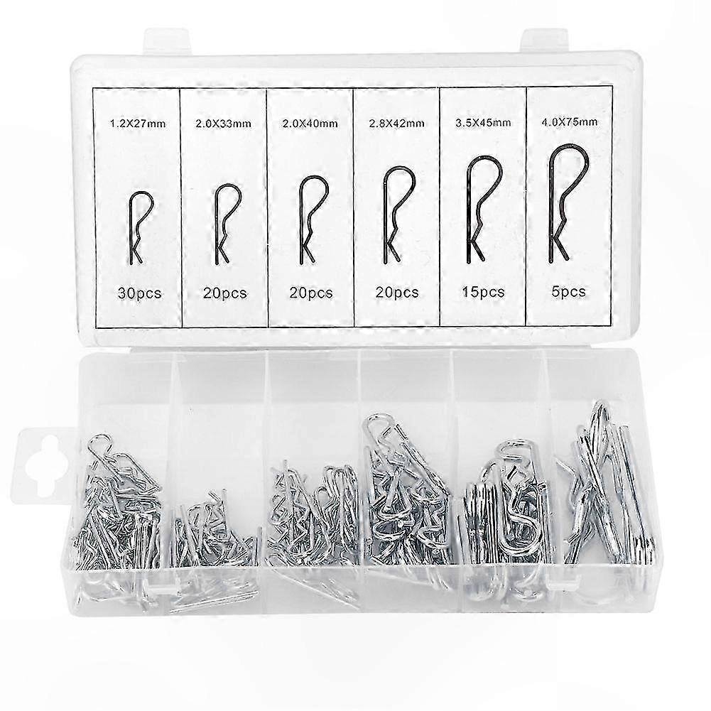 110-Pack R-Type Galvanized Stainless Steel Wave Cotter Pins for Hand Tools Accessory