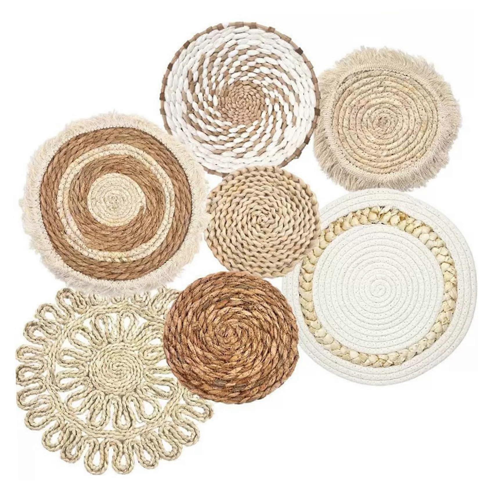 Hanging Woven Wall Basket Decor, Boho Wall Baskets 7Pcs/Set Different Size Style