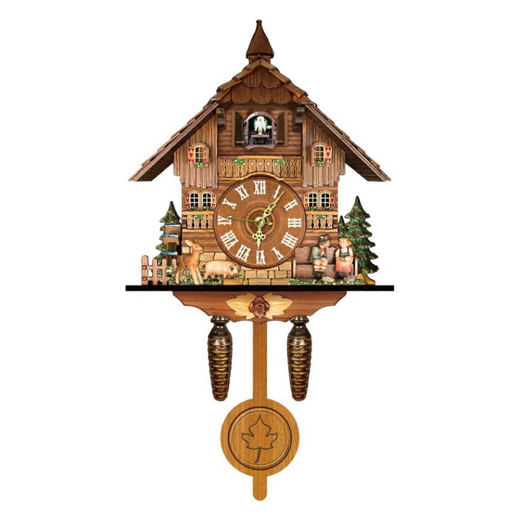 Cucu Clock Wall Clock For Living Room Forest Retro Style Alarm Clock Children Decor Home