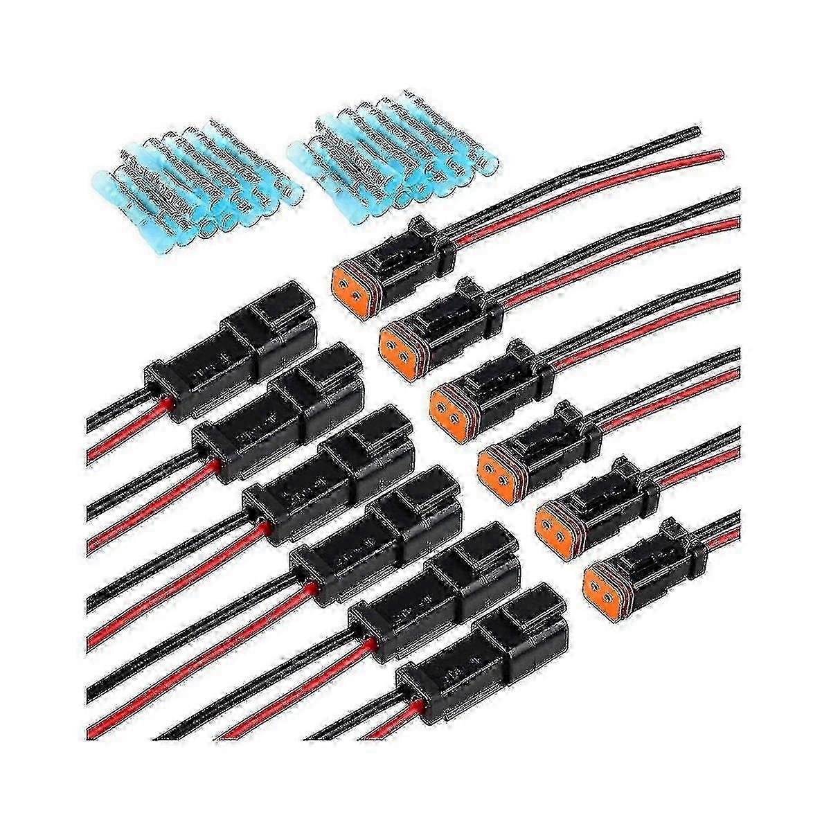 DT 2 Pin Pigtail Connector Kit with Male & Female Adapters for LED Work Light – 6 Pairs Included