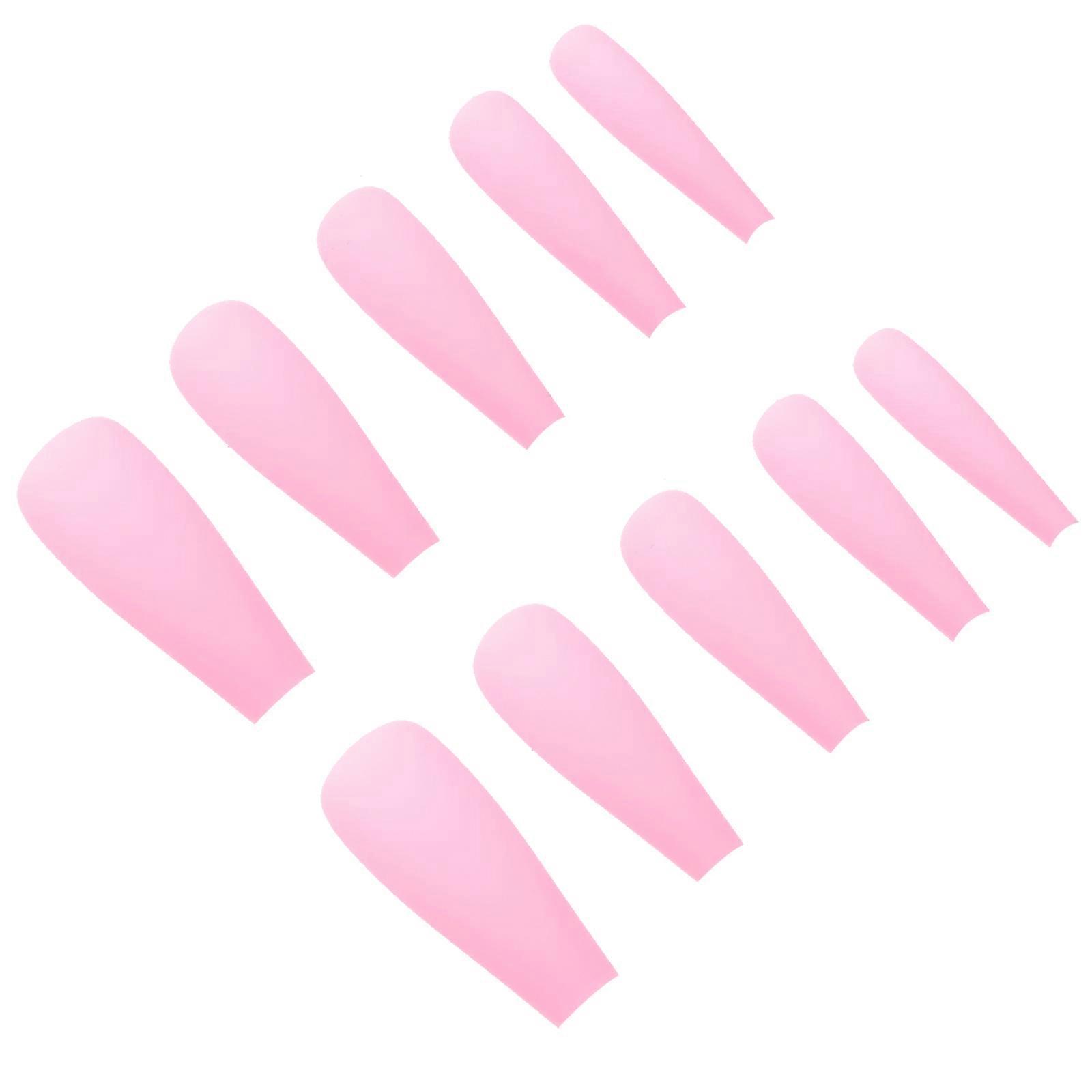 Pink Plastic Full Cover Nails Press on Ballerina Long False Nails Nails Trimable 100Set