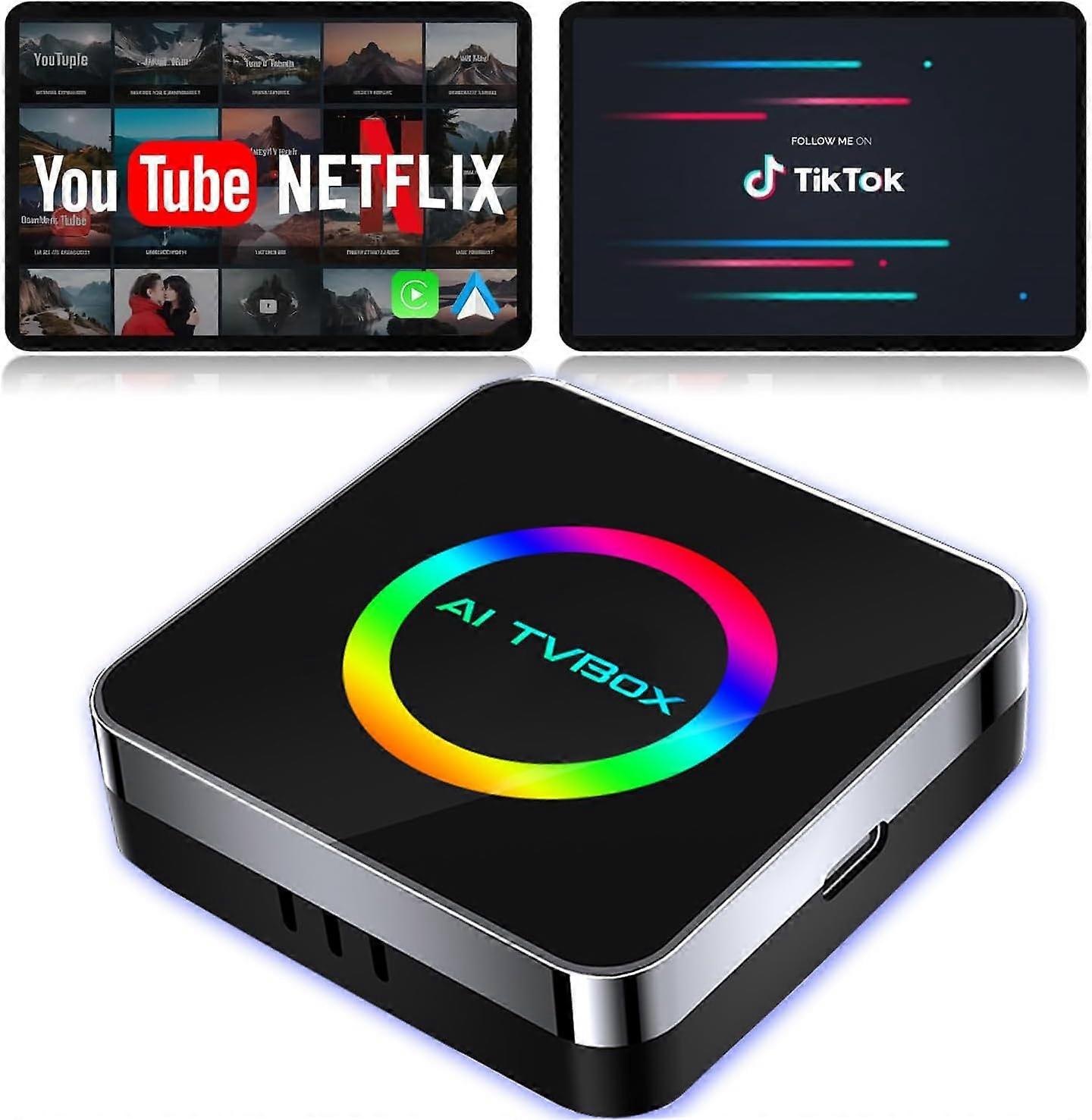 2025 Latest Model Wireless Carplay Adapter 2025 Netflix Ai Box for iPhone & Android Auto with Netflix YouTube Supports TF Card Dongle Plu