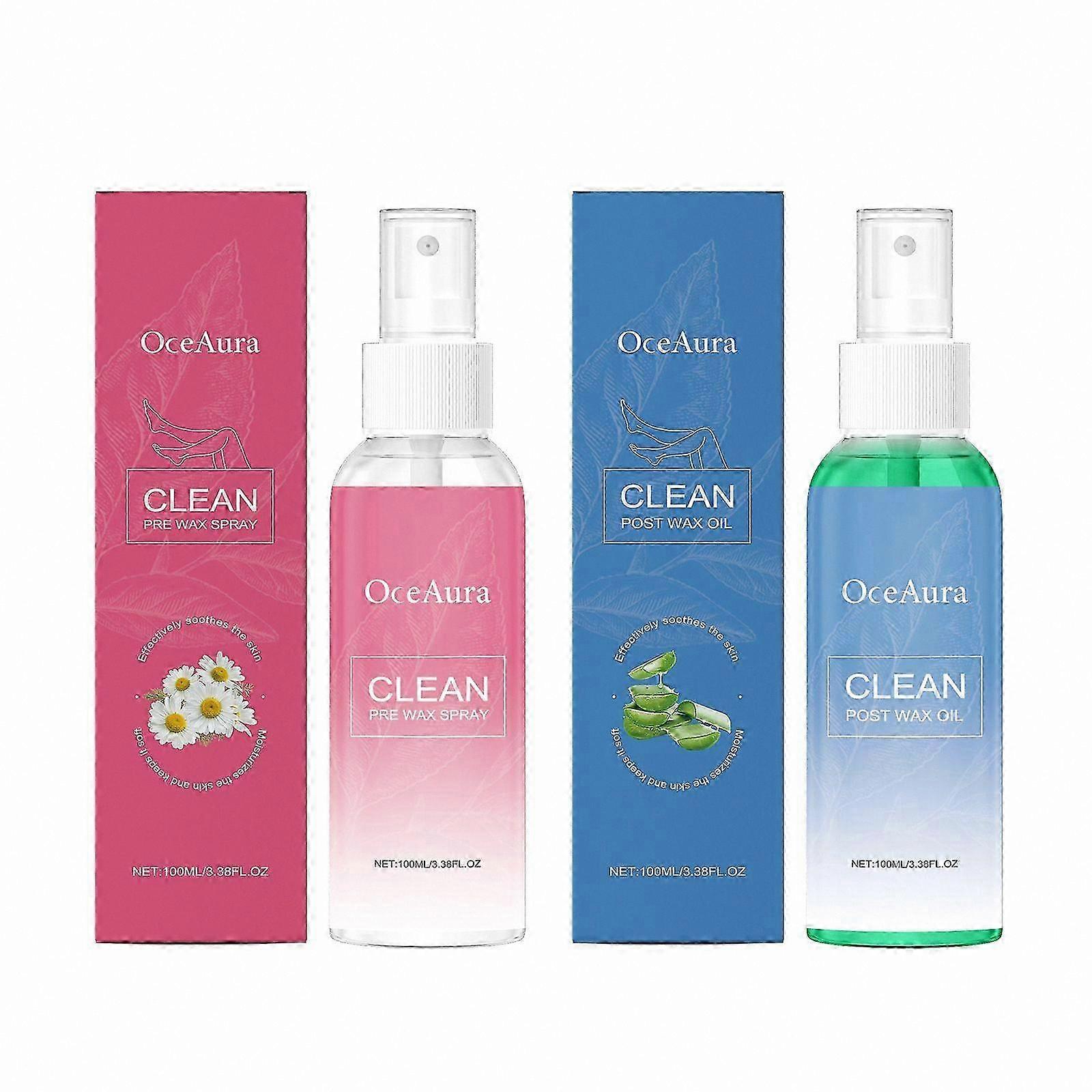 Waxing Care Kit with Pre and Post Treatment Sprays for Hair Removal, Skin Cleanser and Oil for Before and After Waxing Use