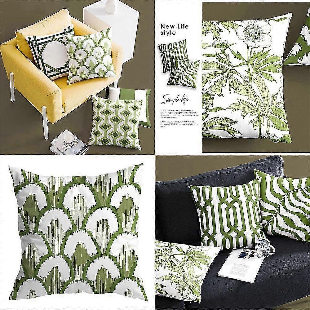 Spring Green Retro Geometric Throw Pillow Cover American Style Gard...
