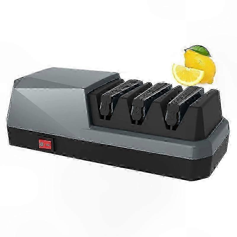 3-Stage Electric Knife Sharpener with EU Plug, Grey