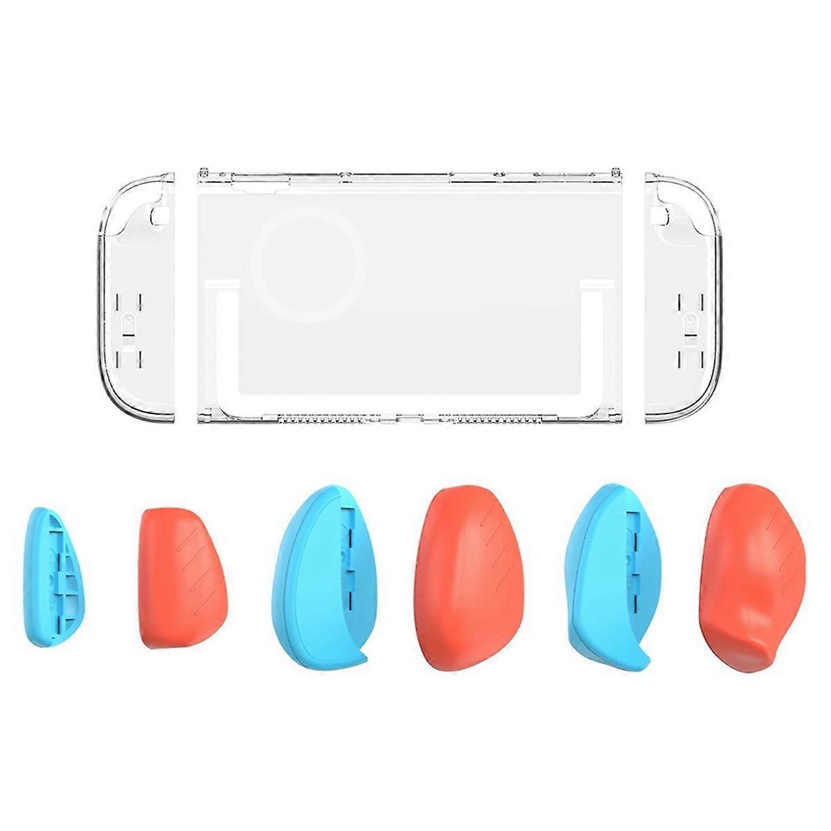 Transparent Shell+Grip Case Kit for Switch2 Game Console Ergonomic Grip Protector Case Shell Cover with Replace Grips C