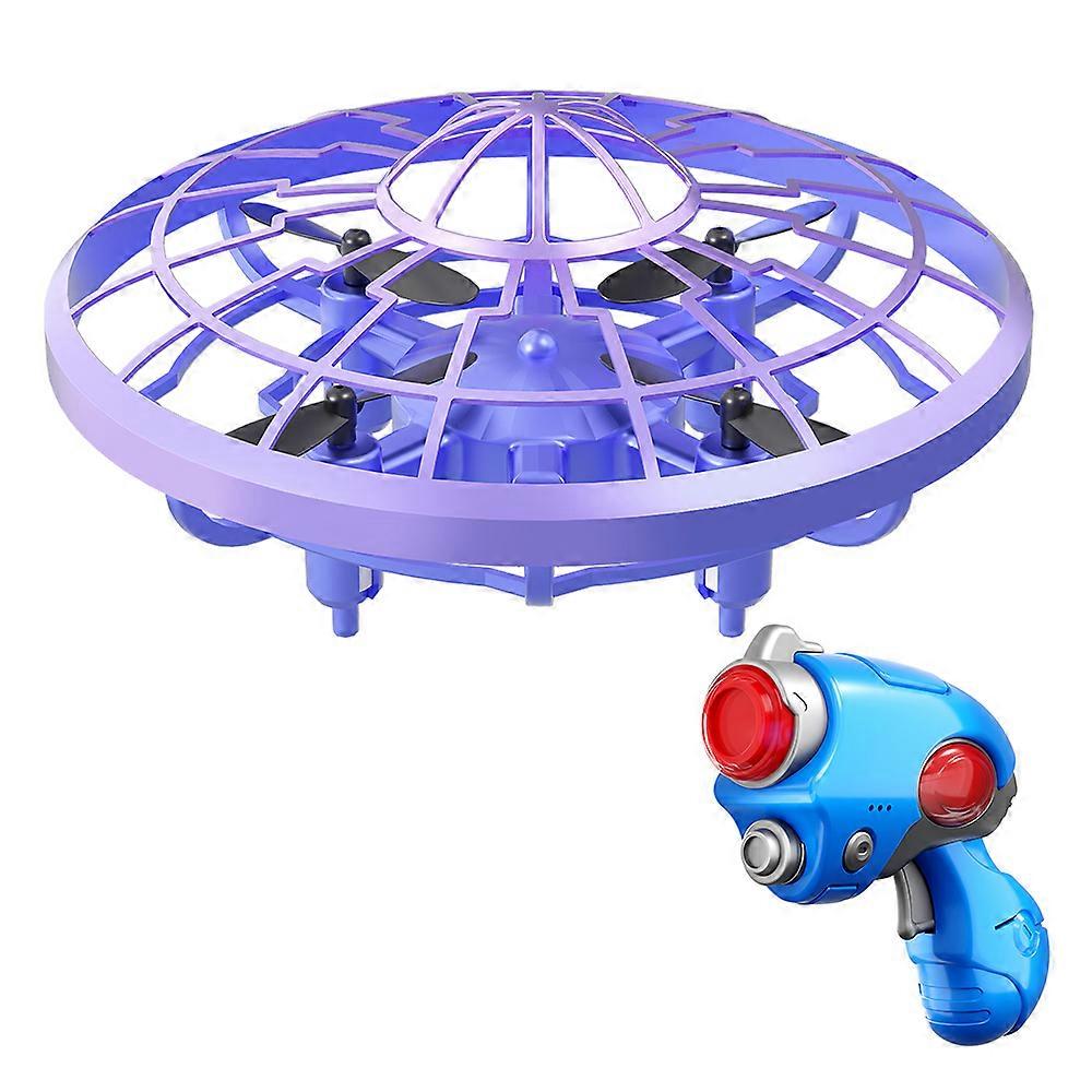 TKdaddy XS4 Luminous Flying Saucer Shooting Gun 4 Channels Infrared Induction Flying Toy with Cool LED Lights Purple