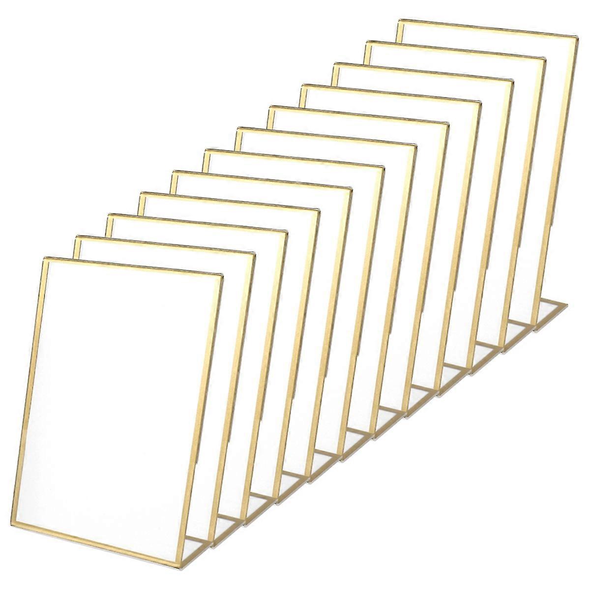 12Pcs Acrylic Sign Holder,Double Sided Gold Photo Frame with Vertical Holder,Wedding Table Number Holder,Menu Holder