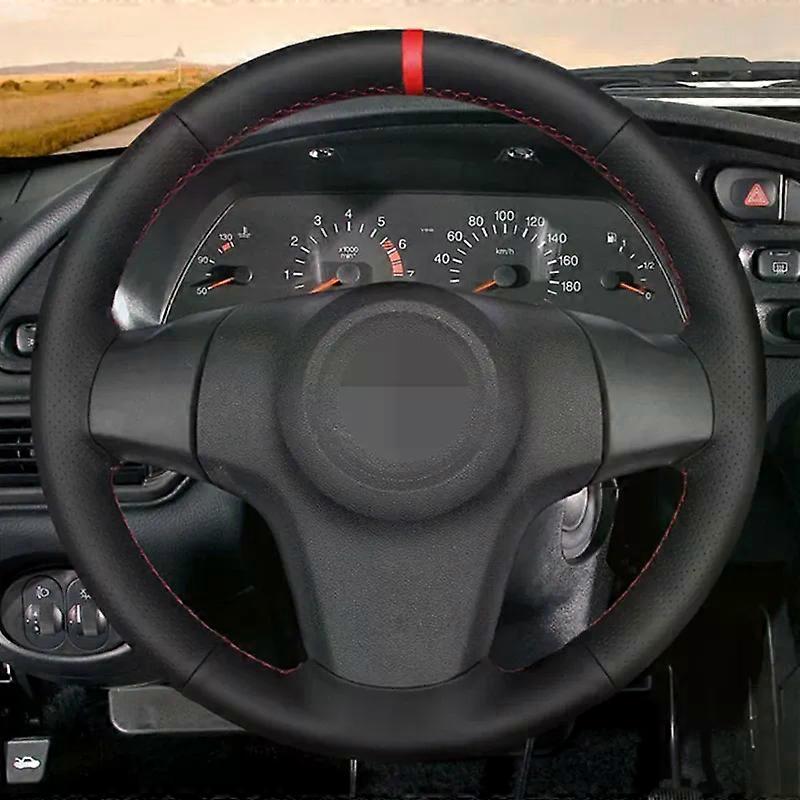 Soft Black Artificial Leather Car Steering Wheel Cover Suitable for Chevrolet Niva 2009-2017 (3-Spoke) Vauxhall Corsa (D) Opel Corsa (D)