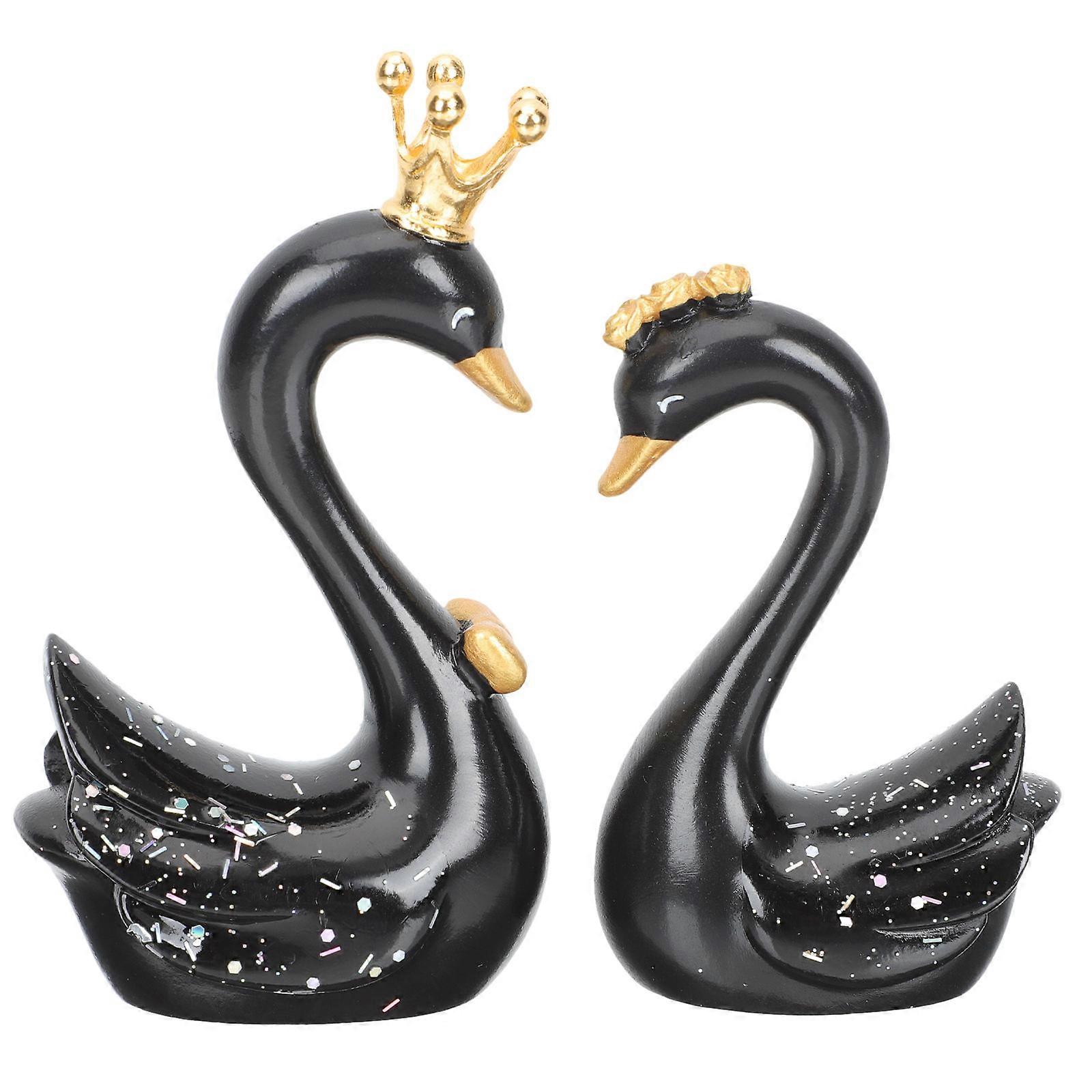 Swan Figurine Ornaments Resin Swan Models for Decoration 1Pair