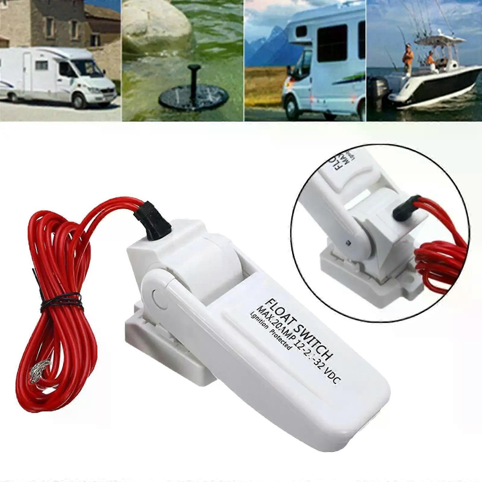 20 AMP Automatic Electric Boat Marine Bilge Pump Float Switch Level Controller Floating Flow Sensor Switch White