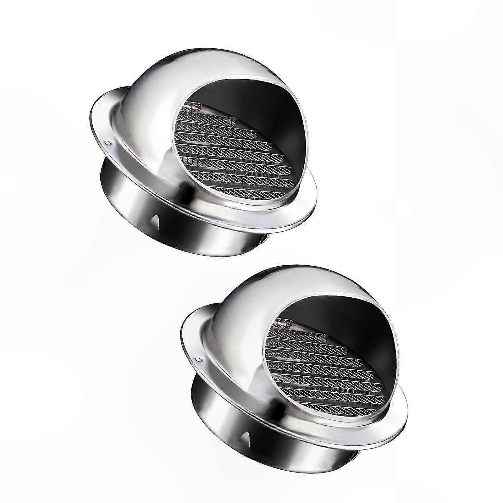 2-Pack Round Wall Vent Caps with Mesh Screen for Bathroom Use Anti-Rust Replacement Hoods for Exterior Applications