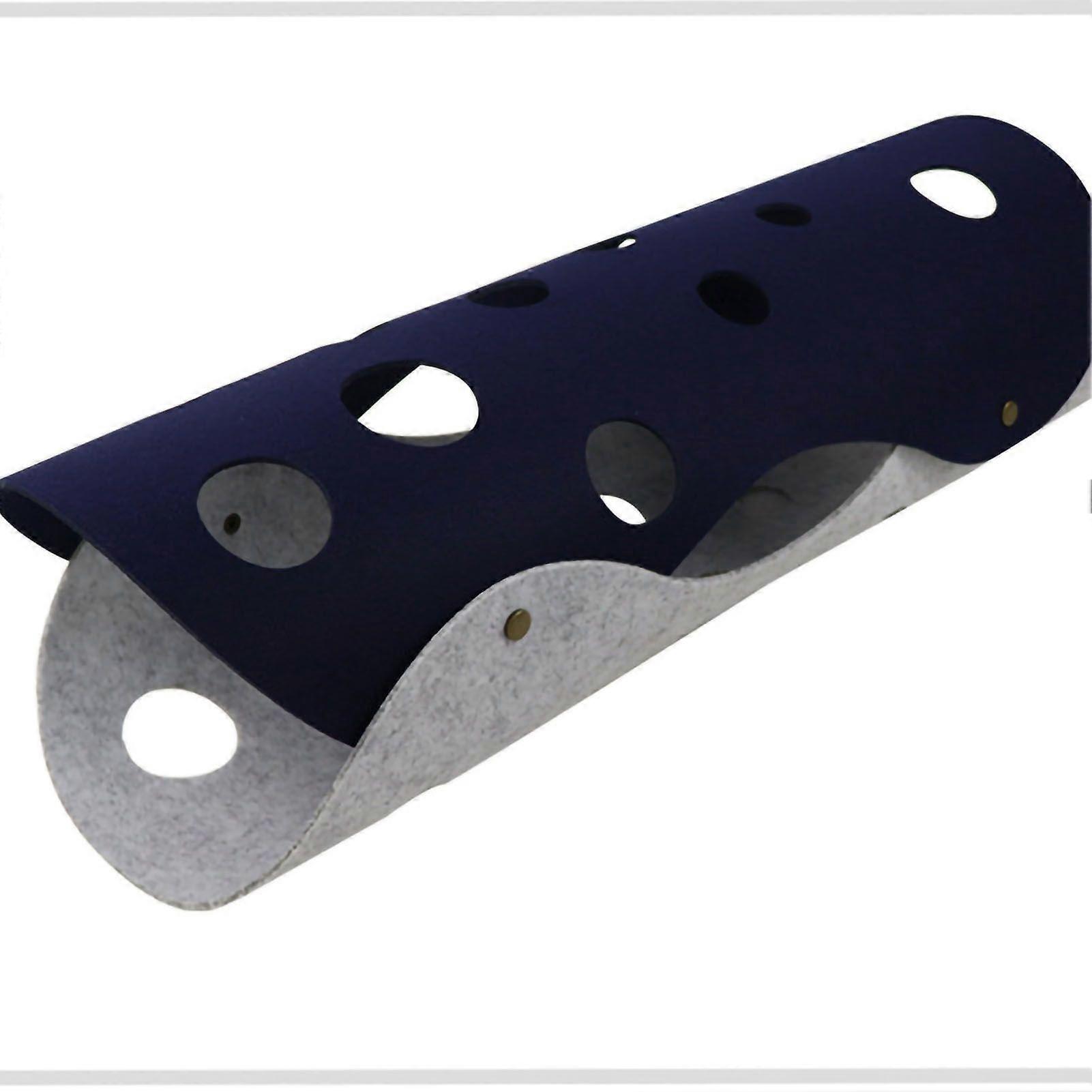 Felt Cat Tunnel Abrasion Resistant Interactive Collapsible Universal Cat Tunnel Tube Toy for Cats Grey and Dark Blue