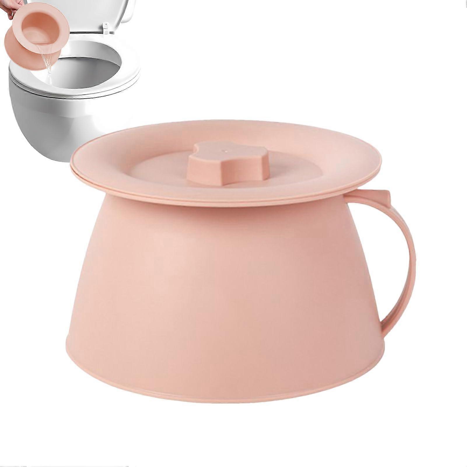 Chamber Pot 1.5L Portable Urinary Potty With Secure Lid Ergonomic Handle LeakResistant Travel Toilet Bucket Pink