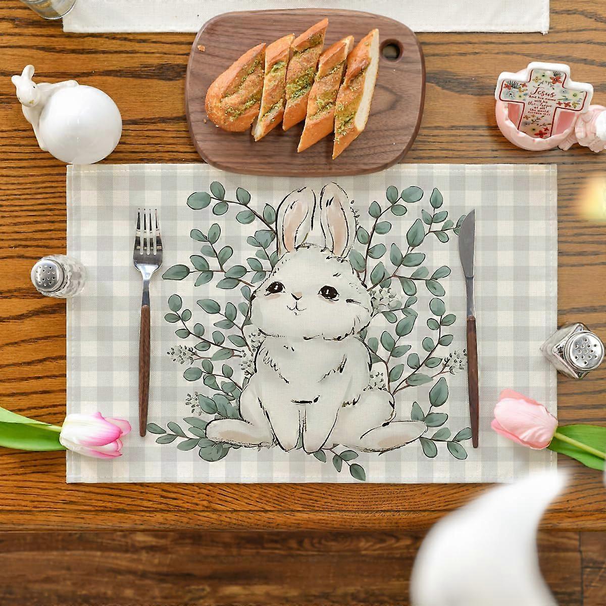 Easter Placemat Imitation Linen Easter Egg Bunny Simple Placemat Label