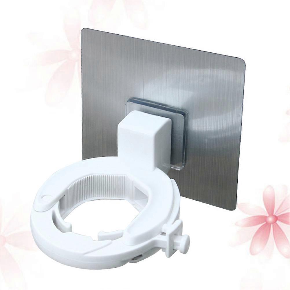 Wall Mounted Bottle Clamp for Holding Liquid Soap Silver Self Adhesive