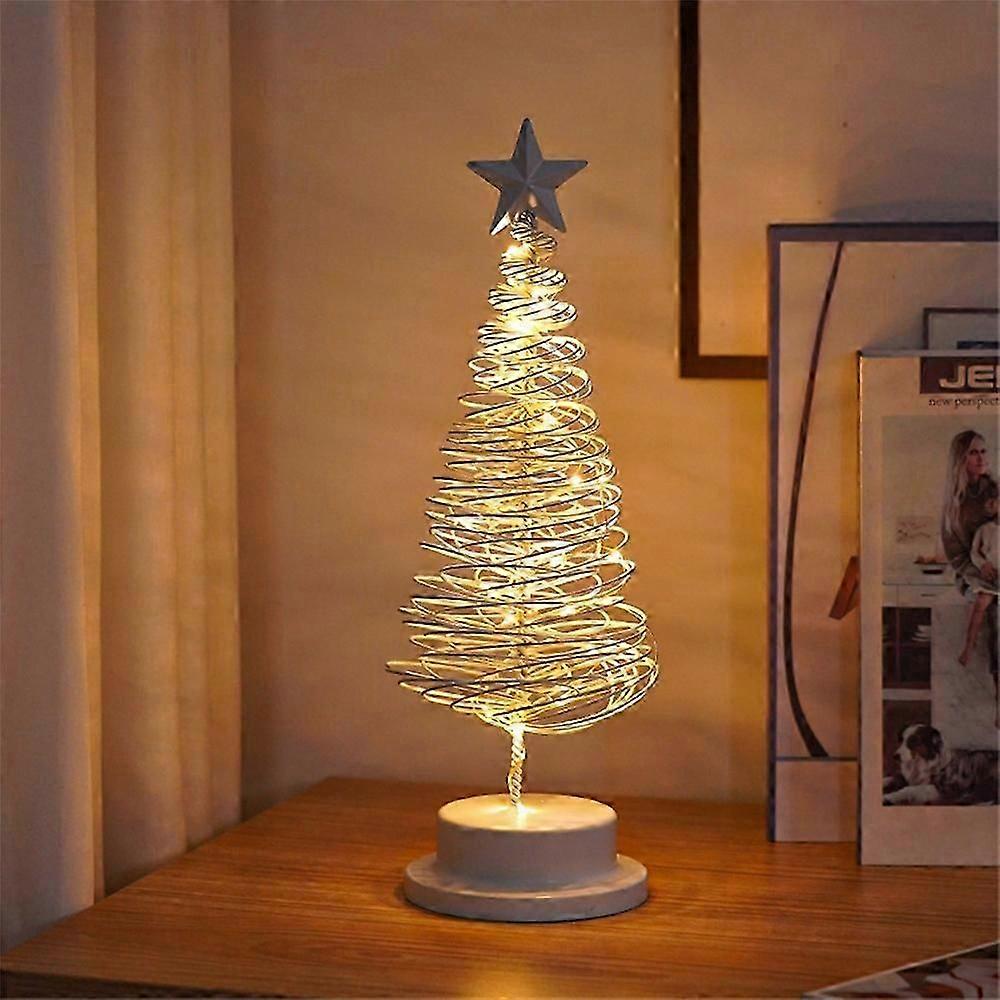 Table Top Tree LED Desk Lamp Battery Operated Christmas Tree Iron Lights Home Party Decor