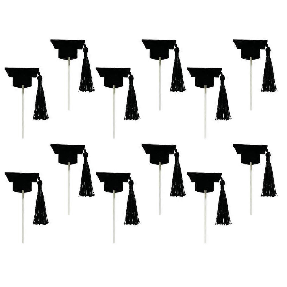 Graduation Hat Cupcake Topper for Decor 12Pcs Diploma Grad Caps Topper