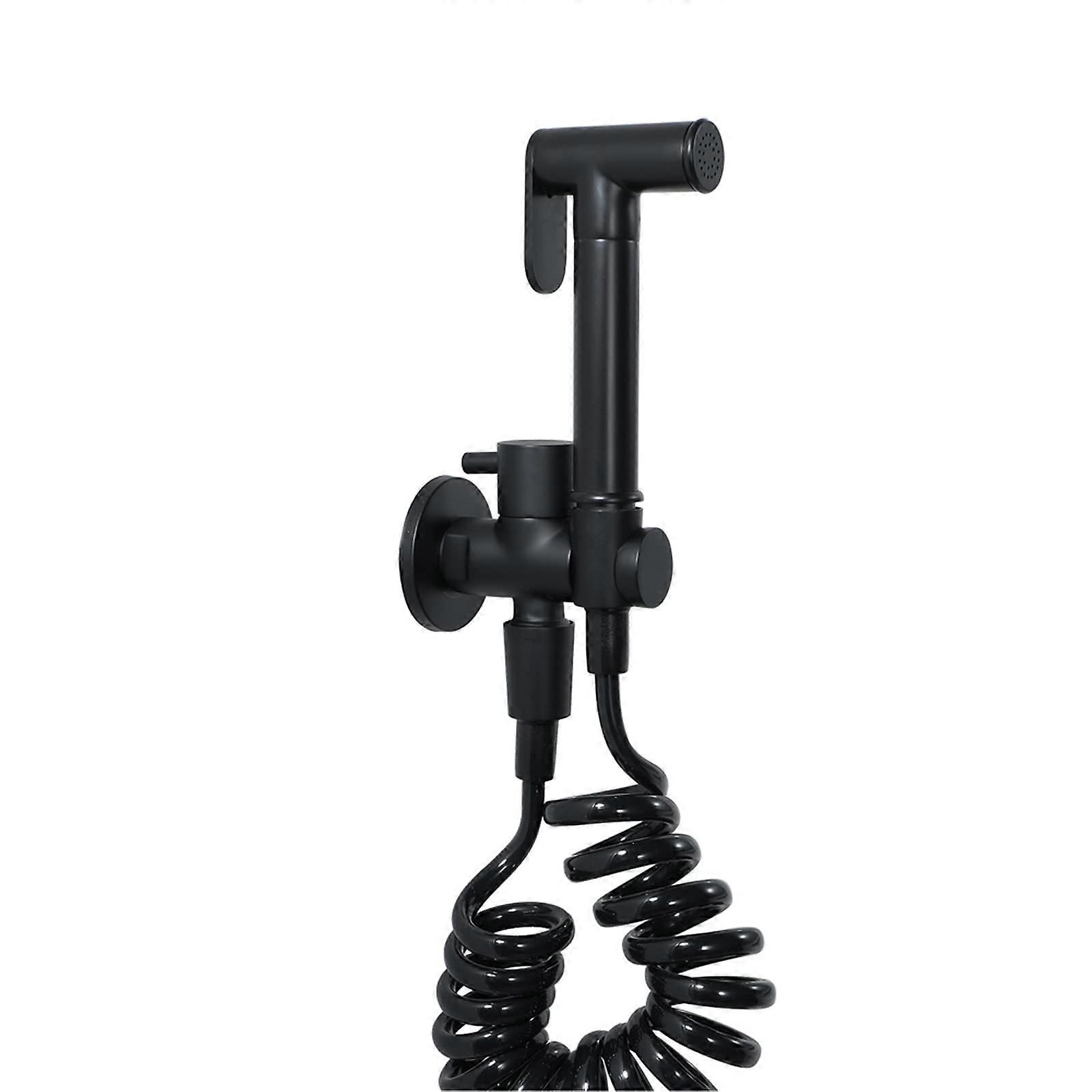 Handheld Sprayer Brass Cloth Diaper Sprayer Set Black Round Shape Sprayer With Black Stretchable Hose For Bathing Pets