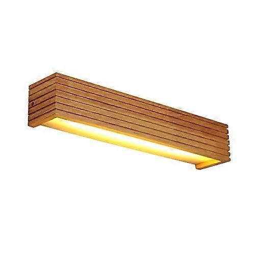 Nordic Classical Rustic Long Wood Wall Sconce Wood Color Vintage Farmhouse LED Wall Lamp Vanity Light 55cm 6000K